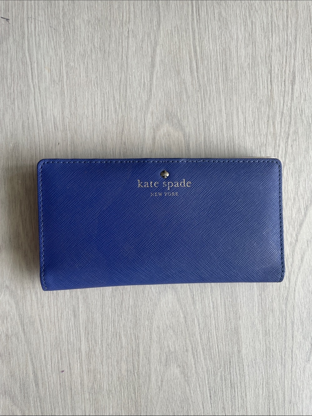 Kate Spade Continental Wallet in Cobalt Blue with Gold Logo
